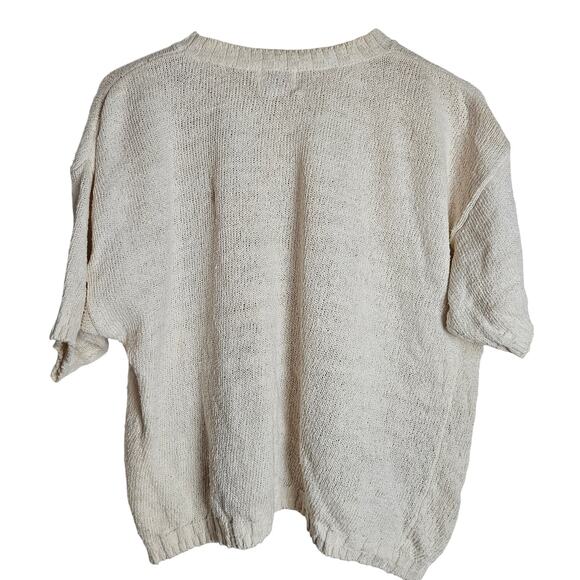 Vintage Leslie Fay Women's Short Sleeve Knit Botanical Leaf Print Sweater Size L - Picture 9 of 11